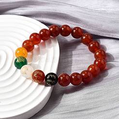 Braccialetti con perline rotonde di corniola naturale&nbsp;BJEW-M110-03B