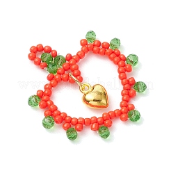 Pendenti a forma di cuore con perline di vetro&nbsp;PALLOY-MZ00588-03