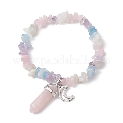 2 Stück 2 Stil natürliche gemischte Edelstein-Chips Stretch-Armbänder Set&nbsp;BJEW-JB11066