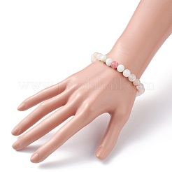 Pulsera elástica de cuentas redondas de jade verde colorido natural de 8 mm&nbsp;BJEW-JB07219