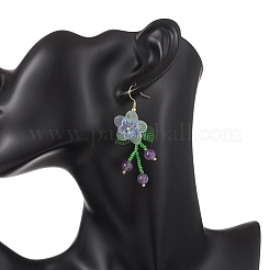 Orecchini pendenti con perle di semi di vetro fiore&nbsp;EJEW-MZ00663