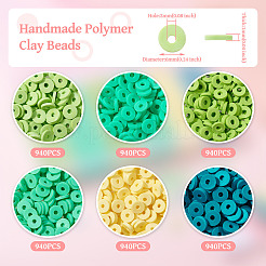 5640pcs 6 couleurs perles d'argile polymère faites à la main&nbsp;CLAY-TA0001-58