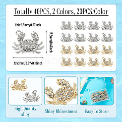 40 Uds. Colgantes de rhinestone de aleación de 2 colores&nbsp;FIND-TA0010-67