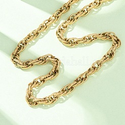 Collares de cadena de cuerda texturizada de acero inoxidable 304 de 7 mm con cierres OT para hombres y mujeres&nbsp;NJEW-P355-01A-G