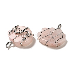 Pendenti avvolti in filo di rame al quarzo rosa naturale&nbsp;G-K338-07P-03