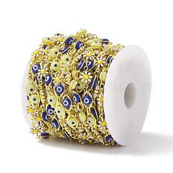 Catene a maglie in ottone smaltato con fiore e occhio di cavallo&nbsp;CHC-P009-34G