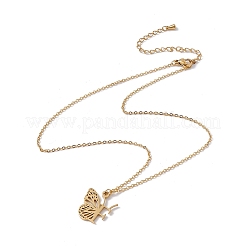 Lettre initiale avec collier pendentif papillon&nbsp;LS-NJEW-C026-01G-F