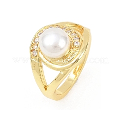 Fingerringe aus Messing mit Mikropavé-Kubikzirkonia für Damen&nbsp;RJEW-D340-02G-06