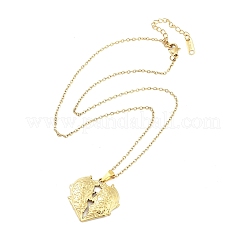 Colliers avec pendentif en forme de cœur et de fleur en acier inoxydable 304&nbsp;NJEW-G083-03B-G