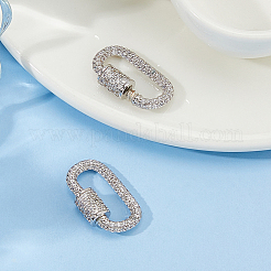 2 Stück Messing Micro Pave klare Zirkonia Schraubkarabiner Verschluss Charms&nbsp;ZIRC-DC0001-38P