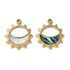 Fleur avec pendentif en nacre naturelle d'ormeau/coquillage blanc en acier inoxydable 304&nbsp;STAS-U037-11G-02