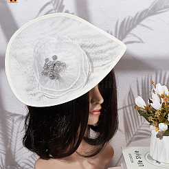 Base de fascinator mini chapeau en lin&nbsp;AJEW-WH0561-32E