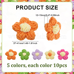 50 Stück 5 Farben handgemachtes Strick-Ornament-Zubehör aus Baumwolle&nbsp;DIY-ME0001-44B