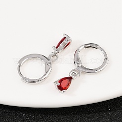 Tropfenförmige Creolen aus Messing mit Mikropavé und Zirkonia&nbsp;EJEW-K309-18P-03