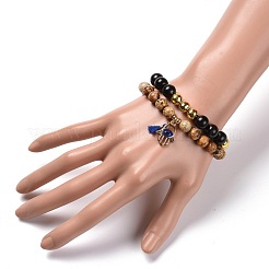 Main hamsa / main de miriam avec bracelets à breloques mauvais œil pour hommes femmes&nbsp;BJEW-JB07095