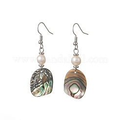 Ohrhänger aus natürlichen Süßwasserzuchtperlen und Abalone-/Paua-Muschelperlen&nbsp;EJEW-JE07313-02