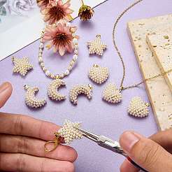 5 pz pendenti in ottone e plastica ABS con perle finte&nbsp;KK-SZ0003-15A