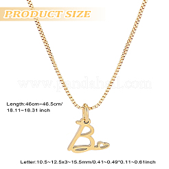 1 pezzo di catena in ottone e collane con ciondolo a forma di lettera in acciaio inossidabile 304&nbsp;NJEW-LP0001-40B-G