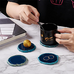 Estera de la taza de bebidas de ágata en rodajas teñidas&nbsp;G-WH0028-01
