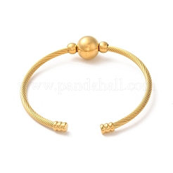 Braccialetti con perline rotonde in acciaio inossidabile 304 placcati ioni (ip)&nbsp;BJEW-P310-03G
