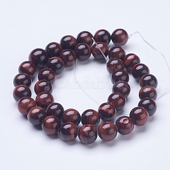 Brins de perles d'œil de tigre rouges naturelles teintes et chauffées&nbsp;G-D855-04-10mm