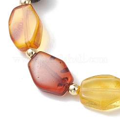 Braccialetti elastici in ambra naturale e perline di roccia lavica per le donne&nbsp;BJEW-JB13383-02