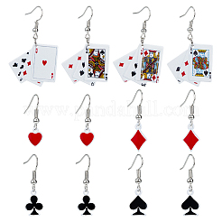 3 Set 3 Stile Spielkarten-Motive Harz-Ohrhänger mit Legierungsstiften&nbsp;EJEW-FI0003-01