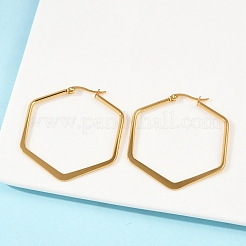 Pendientes de aro angular de acero inoxidable 201&nbsp;X-EJEW-F205-13G-A