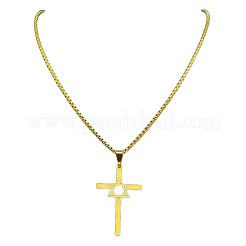 Colliers avec pendentif croix et étoile de David en acier inoxydable 304&nbsp;FS-WG66E8B-02