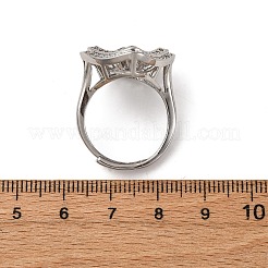 Rhombus Messing Micro Pave klare Zirkonia verstellbare Ringfassungen&nbsp;KK-D378-34P