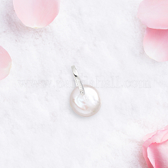 1 pendentif rond plat en perle naturelle&nbsp;STER-BBC0009-63
