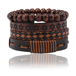 4 stücke 4 arten pu imitation leder geflochtene armbänder sets&nbsp;BJEW-CL0001-13A