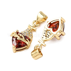Pendentifs avec zircon cubiques à micro-pavés en laiton&nbsp;KK-K408-51G-01