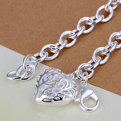 Laiton creux bracelets de breloque de coeur pour les femmes&nbsp;BJEW-BB12635