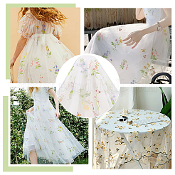 Tessuto in pizzo di tulle di poliestere ricamato con motivo floreale&nbsp;DIY-WH0409-67