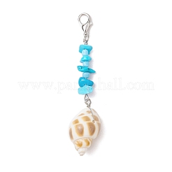 7 pieza de 7 estilos de cuentas de chip de turquesa sintética y decoraciones colgantes de concha en espiral natural&nbsp;HJEW-JM02914
