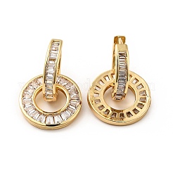 Aretes colgantes de aro doble con circonitas cúbicas transparentes entrelazadas&nbsp;EJEW-F288-12G