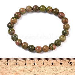 Braccialetti elasticizzati con perline rotonde di unakite naturale&nbsp;GG-CBA12F1-02A-07