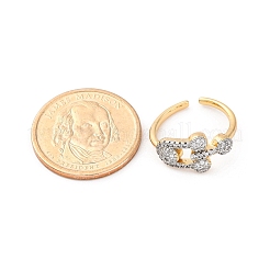 Bagues manchette en laiton micro pavées en oxyde de zirconium transparent pour femmes&nbsp;RJEW-C116-07G