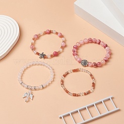 4 stücke 4 stil natürliche gemischte edelstein perlen stretch armbänder set&nbsp;BJEW-JB09263