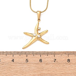 Halsketten mit Anhänger aus Edelstahl 304 und Strassen für Damen&nbsp;NJEW-F378-01G-02