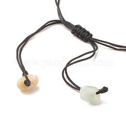 Braccialetto di perline intrecciate con chip di amazzonite naturale&nbsp;BJEW-JB08019-14