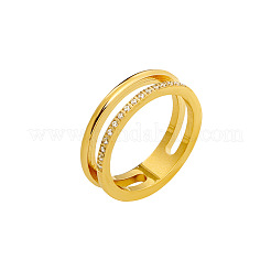 Anelli in acciaio inossidabile 304 con micro pavé di zirconi cubici trasparenti&nbsp;FS-WG4C7B0-03