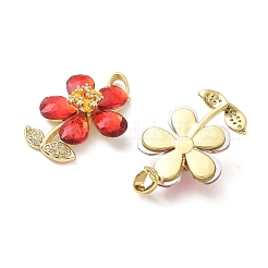 Colgantes de circonita cúbica roja micro pavé de latón&nbsp;CU-CBA8C34-03G