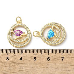 Pendenti in zirconi cubici trasparenti in micro pavè di ottone&nbsp;KK-C045-43G