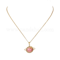 4 pezzo 4 stili labradorite naturale e quarzo ematoide giallo e ametista e giada tinta di verde collana con ciondolo pianeta avvolto in filo di rame e catena in ottone per donna&nbsp;NJEW-TA00260
