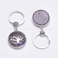 Flach rund mit Baum des Lebens Edelstein Schlüsselbund&nbsp;KEYC-G043-C