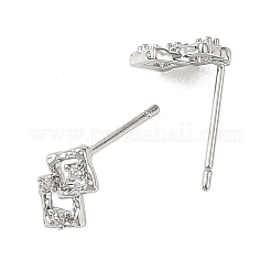 Boucles d'oreilles puces en laiton Shegrace avec micro-pavé de zircon cubique transparent&nbsp;XGRQ4N558-729P
