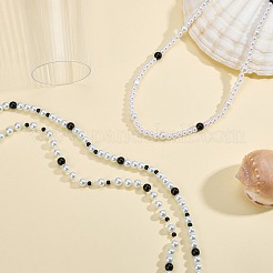 Longs colliers de perles rondes en verre nacré avec peinture cuite&nbsp;NJEW-SW00066-02