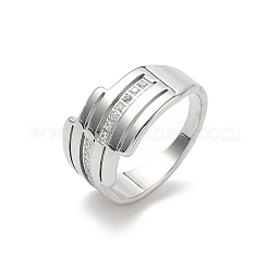 Anelli da donna in acciaio inossidabile 304 con zirconi cubici&nbsp;RJEW-F189-04P